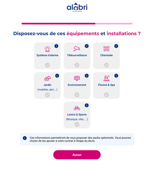 Écran de déclaration des équipements